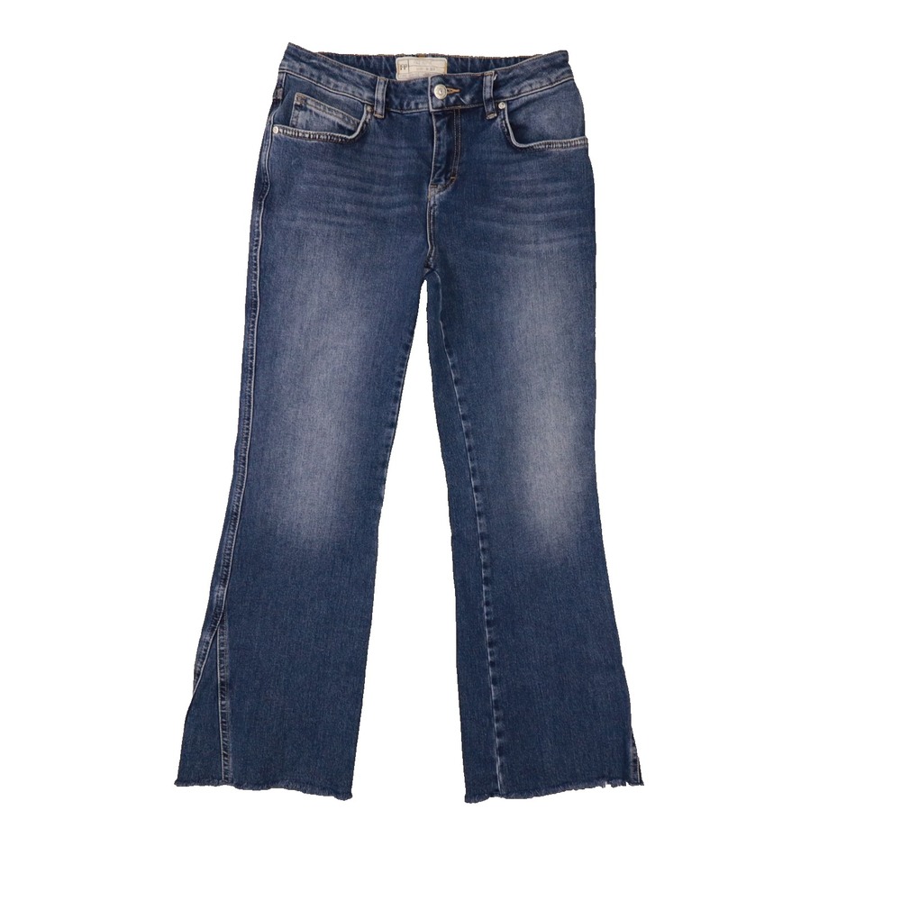 Free People Raw Hem Denim Crop Flare‎ Button Fly Jean Wm's Size 28R #61855